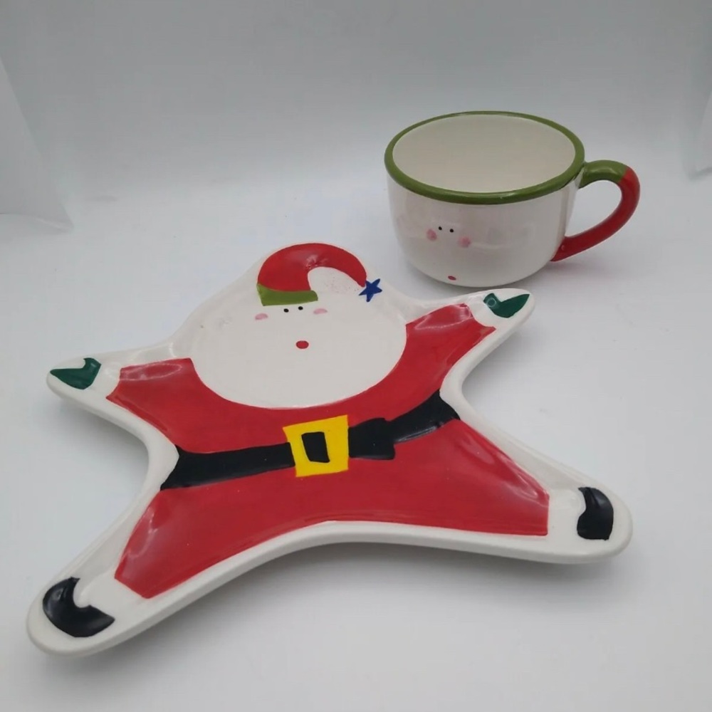 Santa Claus Plate Cup Christmas Dept 56 Snack Set